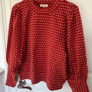 Madewell Puff-Sleeve Mockneck Top in Bow-Tie Jacquard